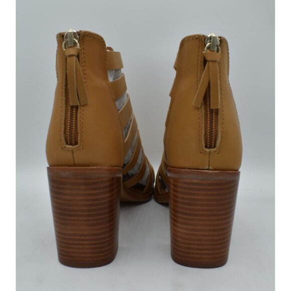 Sofft Womens Size 8.5 Stratford Luggage Leather Cage Zip Heeled Open Toe Sandals - Picture 8 of 11